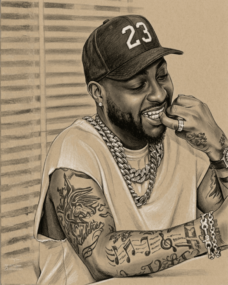 Realistic digital charcoal portrait artwork from customer-style photo
