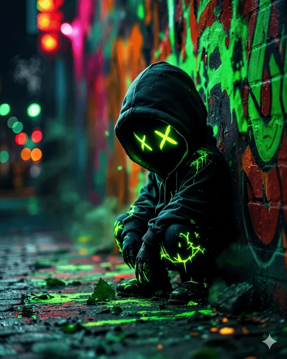 Urban pop digital portrait with last light neon effect