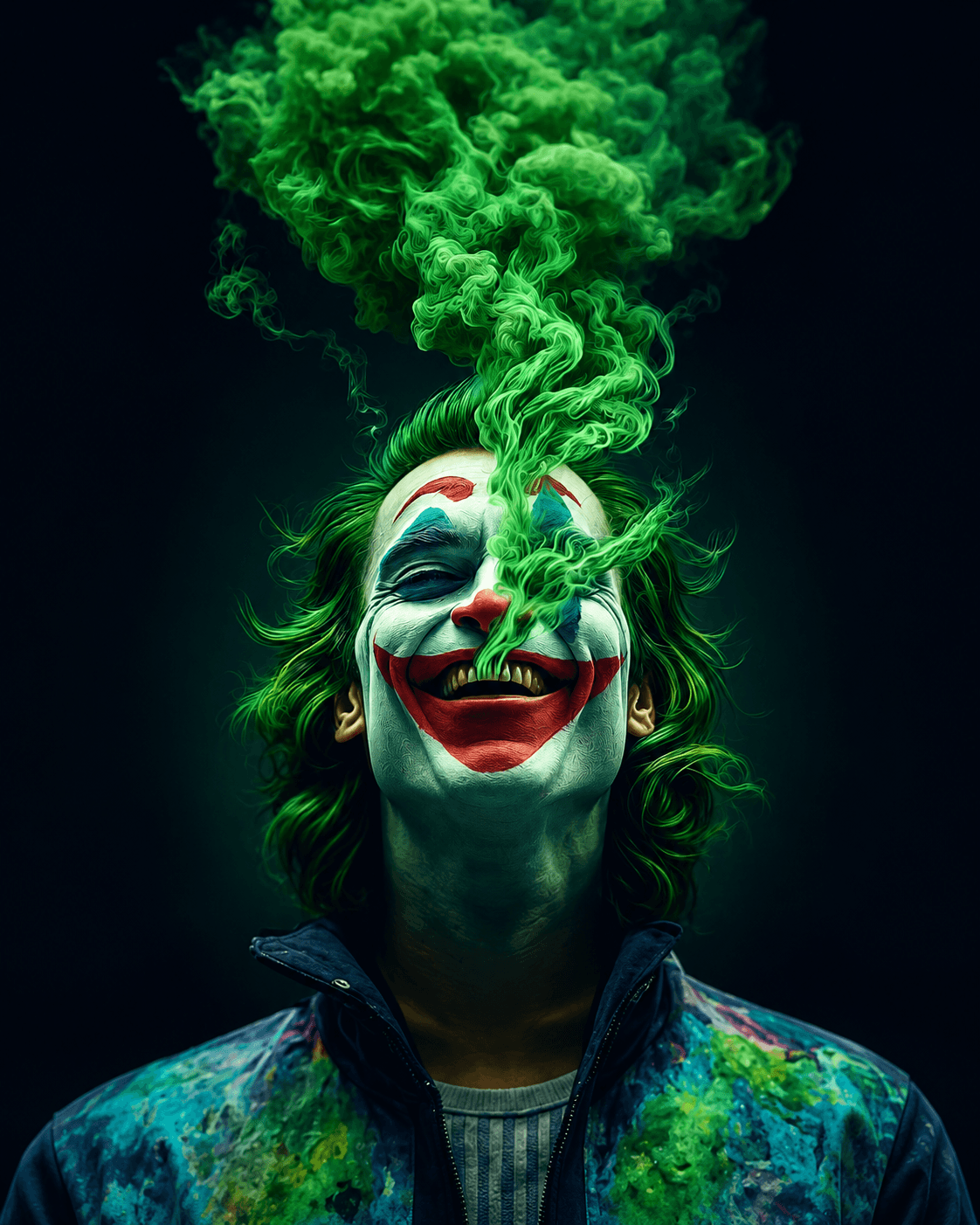 Stylized urban digital portrait with cinematic neon shadows
