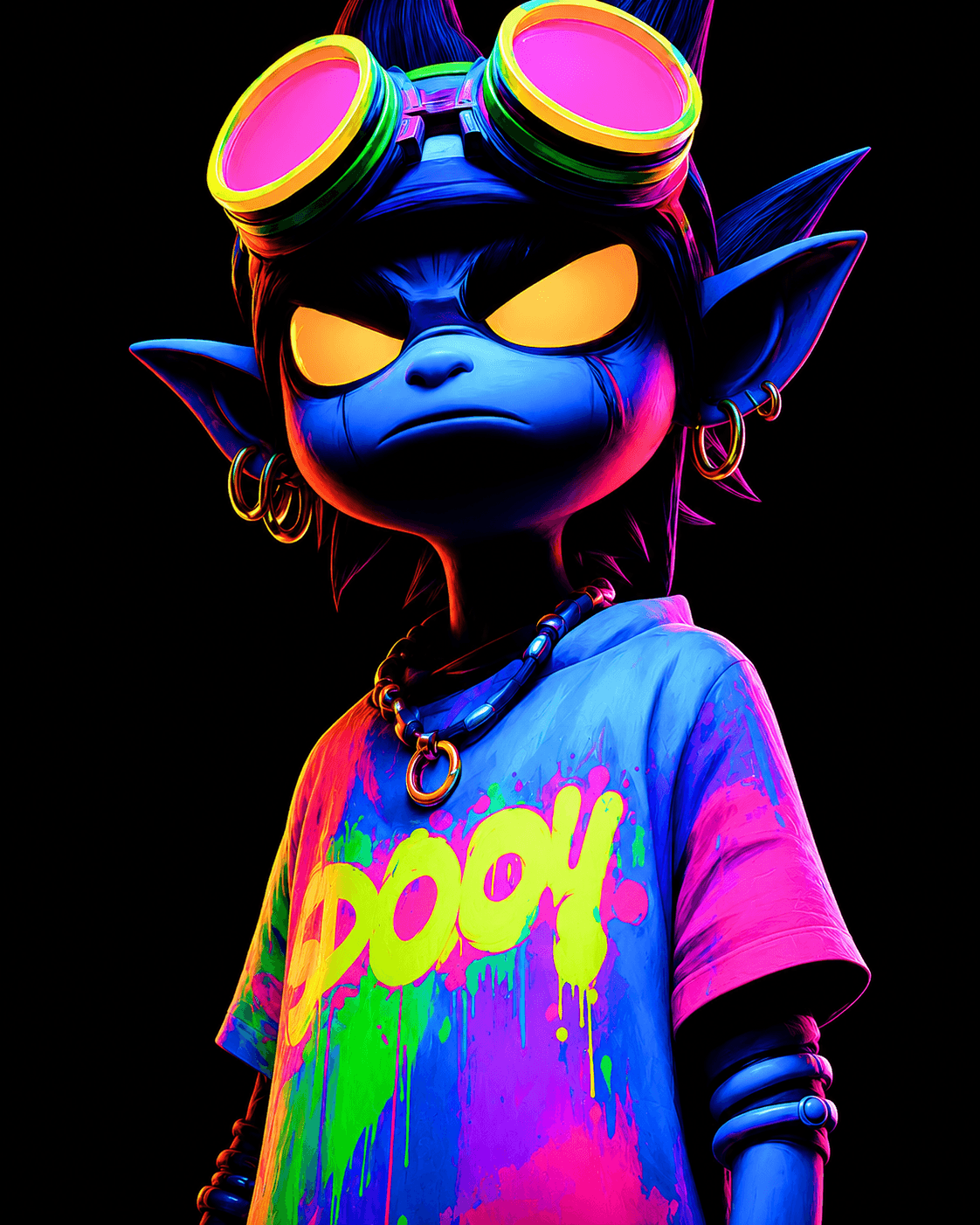 Urban pop portrait artwork with electric color treatment
