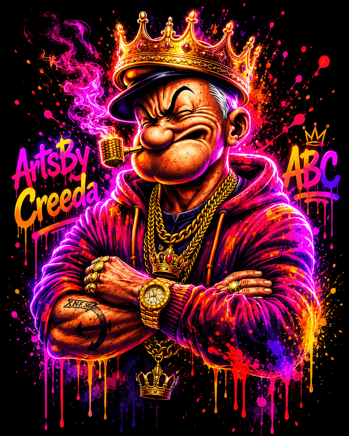 Dark cinematic urban portrait artwork in digital mixed media