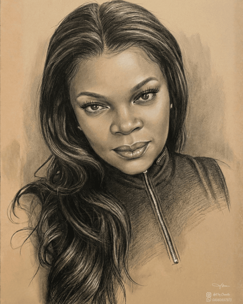 Premium digital charcoal portrait for luxury portrait gift