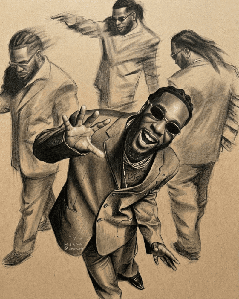 Realistic charcoal portrait from photo with expressive face detail